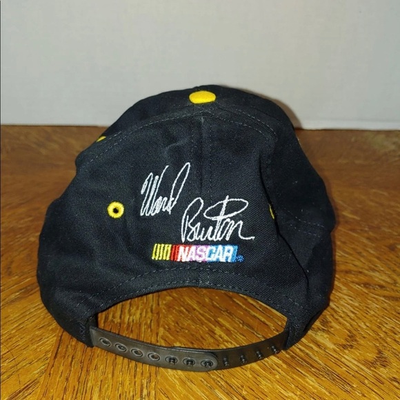 Vintage Ward Burton Cat NASCAR Black and Yellow Snapback Hat made in the USA. - Picture 2 of 4